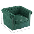Christopher Knight Home Andrew, fauteuil club pivotant rembourré avec boutons touffetés et accoudoirs roulés, vert foncé/PU