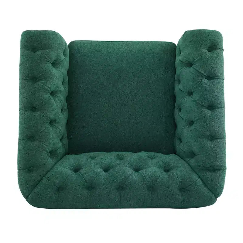 Christopher Knight Home Andrew, fauteuil club pivotant rembourré avec boutons touffetés et accoudoirs roulés, vert foncé/PU