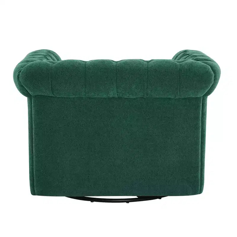 Christopher Knight Home Andrew, fauteuil club pivotant rembourré avec boutons touffetés et accoudoirs roulés, vert foncé/PU