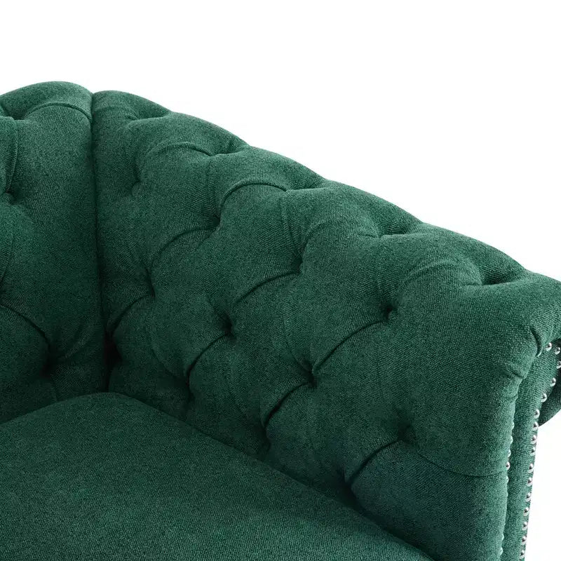 Christopher Knight Home Andrew, fauteuil club pivotant rembourré avec boutons touffetés et accoudoirs roulés, vert foncé/PU
