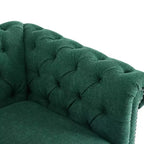 Christopher Knight Home Andrew, fauteuil club pivotant rembourré avec boutons touffetés et accoudoirs roulés, vert foncé/PU