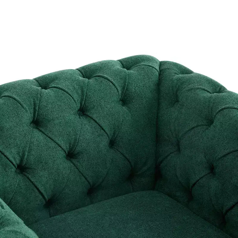 Christopher Knight Home Andrew, fauteuil club pivotant rembourré avec boutons touffetés et accoudoirs roulés, vert foncé/PU