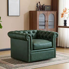 Christopher Knight Home Andrew, fauteuil club pivotant rembourré avec boutons touffetés et accoudoirs roulés, vert foncé/PU