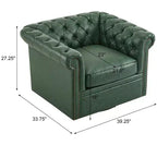 Christopher Knight Home Andrew, fauteuil club pivotant rembourré avec boutons touffetés et accoudoirs roulés, vert foncé/PU