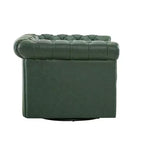 Christopher Knight Home Andrew, fauteuil club pivotant rembourré avec boutons touffetés et accoudoirs roulés, vert foncé/PU