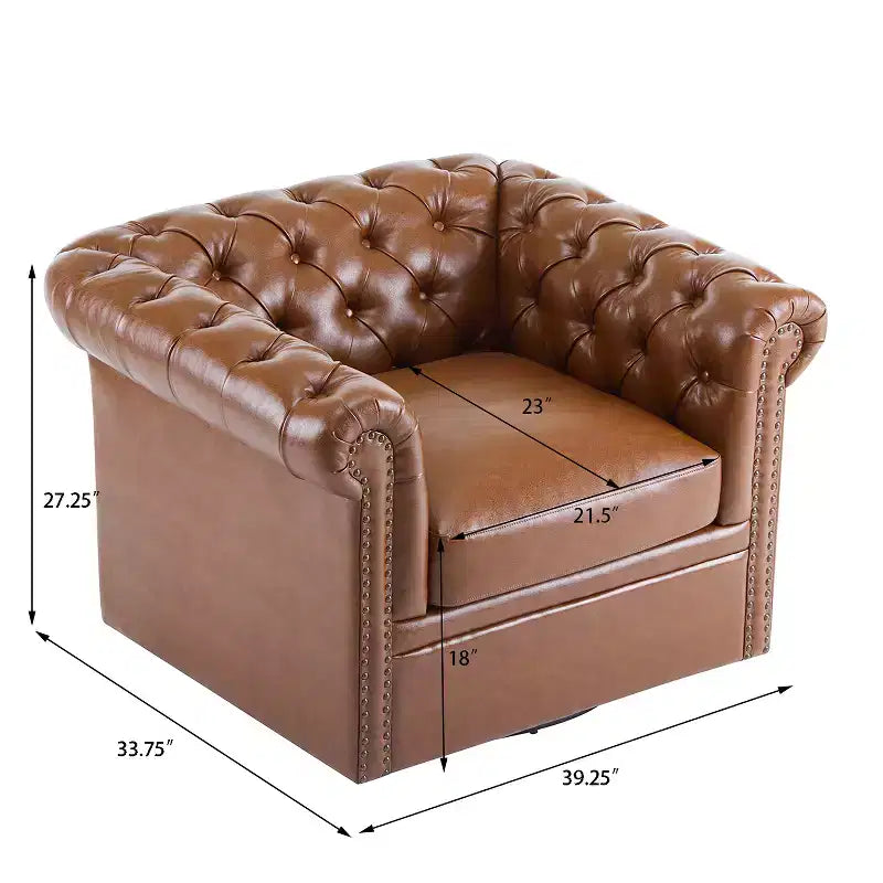 Christopher Knight Home Andrew, fauteuil club pivotant rembourré avec boutons touffetés et accoudoirs roulés, vert foncé/PU