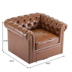 Christopher Knight Home Andrew, fauteuil club pivotant rembourré avec boutons touffetés et accoudoirs roulés, vert foncé/PU