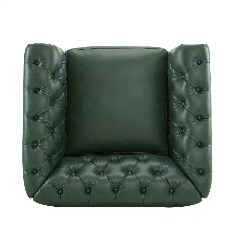 Christopher Knight Home Andrew, fauteuil club pivotant rembourré avec boutons touffetés et accoudoirs roulés, vert foncé/PU