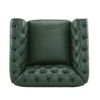 Christopher Knight Home Andrew, fauteuil club pivotant rembourré avec boutons touffetés et accoudoirs roulés, vert foncé/PU