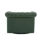 Christopher Knight Home Andrew, fauteuil club pivotant rembourré avec boutons touffetés et accoudoirs roulés, vert foncé/PU