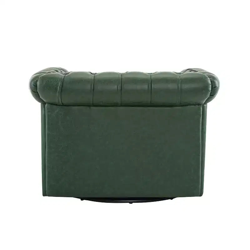 Christopher Knight Home Andrew, fauteuil club pivotant rembourré avec boutons touffetés et accoudoirs roulés, vert foncé/PU
