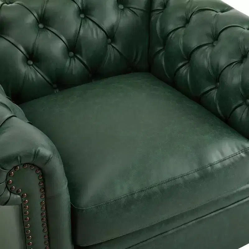 Christopher Knight Home Andrew, fauteuil club pivotant rembourré avec boutons touffetés et accoudoirs roulés, vert foncé/PU