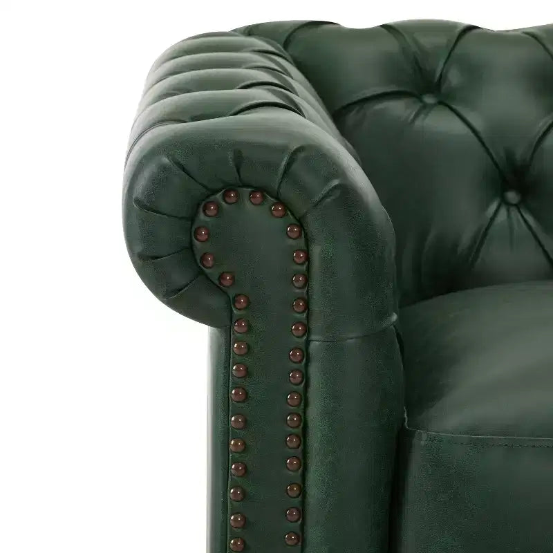 Christopher Knight Home Andrew, fauteuil club pivotant rembourré avec boutons touffetés et accoudoirs roulés, vert foncé/PU