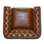 Christopher Knight Home Andrew, fauteuil club pivotant rembourré avec boutons touffetés et accoudoirs roulés, vert foncé/PU