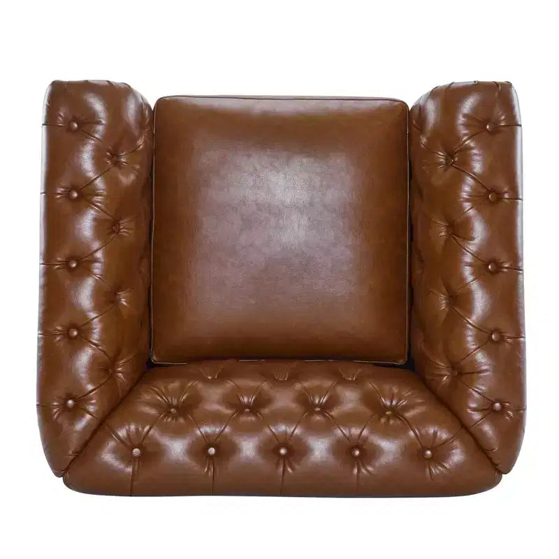 Christopher Knight Home Andrew, fauteuil club pivotant rembourré avec boutons touffetés et accoudoirs roulés, vert foncé/PU