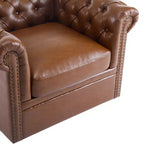 Christopher Knight Home Andrew, fauteuil club pivotant rembourré avec boutons touffetés et accoudoirs roulés, vert foncé/PU