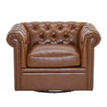 Christopher Knight Home Andrew Upholstered Button Tufted Swivel Club Chair with Roll ArmsDark Green/PU