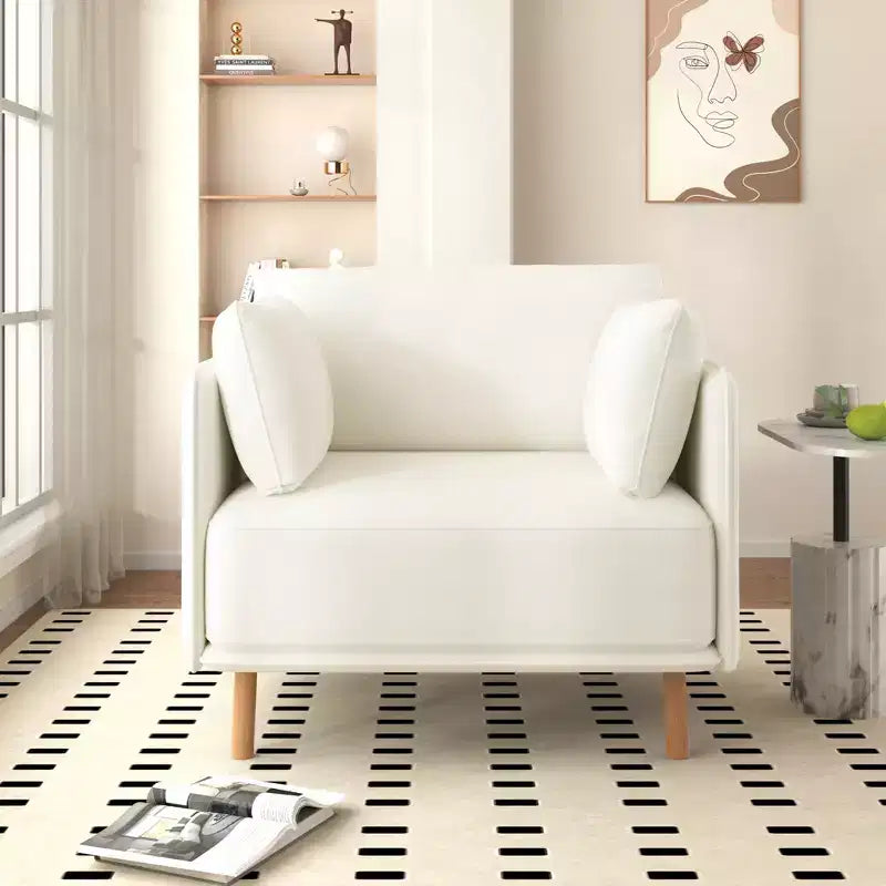 Fauteuil d'appoint rembourré moderne avec coussins moelleux et pieds en bois robustes, fauteuil de salon confortable - Christopher Knight Home
