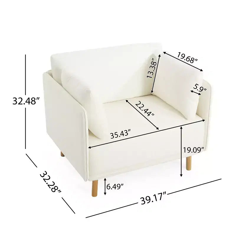 Fauteuil d'appoint rembourré moderne avec coussins moelleux et pieds en bois robustes, fauteuil de salon confortable - Christopher Knight Home