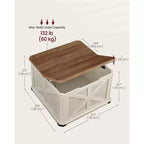 Table basse de style industriel VASAGLE avec rangement, table basse carrée pour salon, table basse avec plateaux relevables