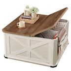 Table basse de style industriel VASAGLE avec rangement, table basse carrée pour salon, table basse avec plateaux relevables