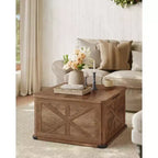 Table basse de style industriel VASAGLE avec rangement, table basse carrée pour salon, table basse avec plateaux relevables