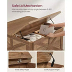 Table basse de style industriel VASAGLE avec rangement, table basse carrée pour salon, table basse avec plateaux relevables