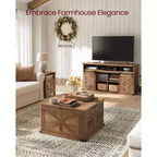 Table basse de style industriel VASAGLE avec rangement, table basse carrée pour salon, table basse avec plateaux relevables