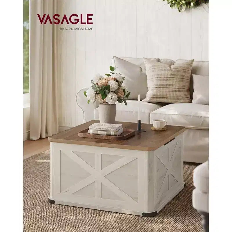 Table basse de style industriel VASAGLE avec rangement, table basse carrée pour salon, table basse avec plateaux relevables