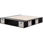 HomeStock Lit King Size Noir de 34,3 cm de haut avec plateformes (sans tête de lit) en panneaux de particules
