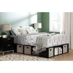 HomeStock Lit King Size Noir de 34,3 cm de haut avec plateformes (sans tête de lit) en panneaux de particules