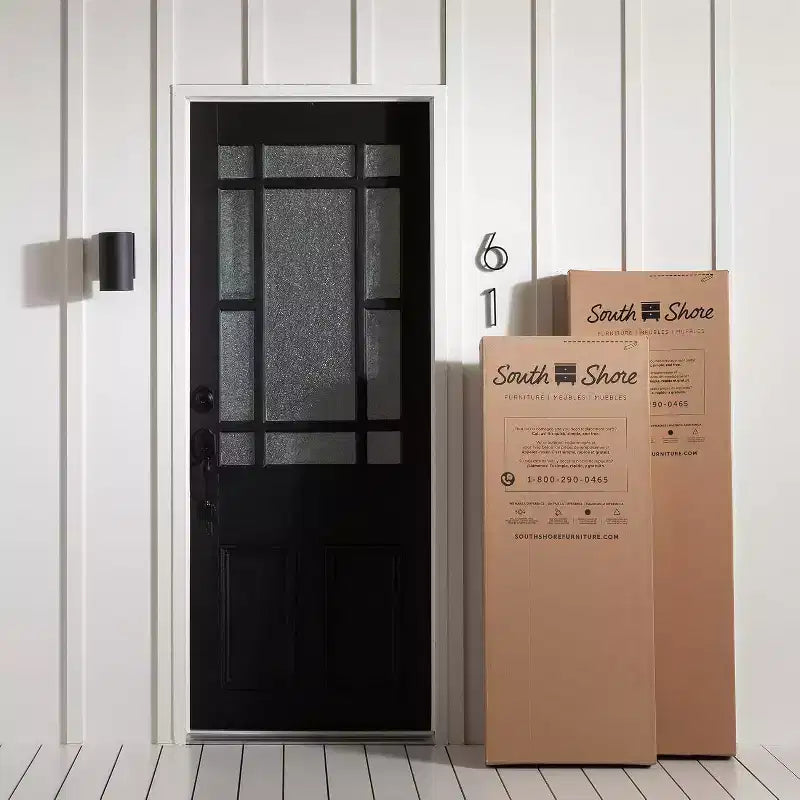HomeStock Lit King Size Noir de 34,3 cm de haut avec plateformes (sans tête de lit) en panneaux de particules