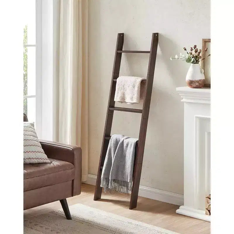 Échelle à couvertures décorative de style rustique pour le salon, étagère à 5 niveaux, porte-serviettes pour le rangement et la décoration