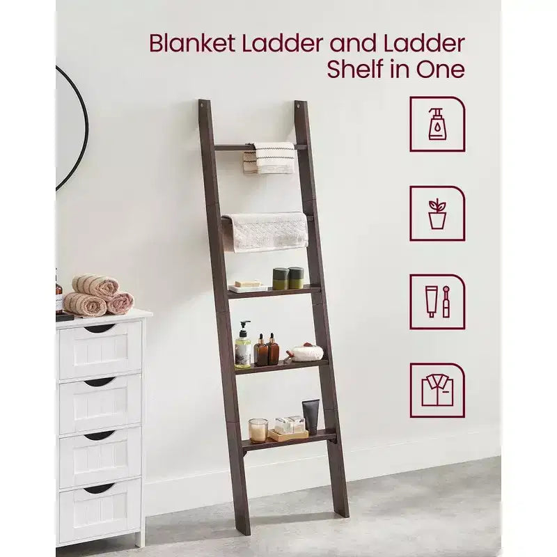 Échelle à couvertures décorative de style rustique pour le salon, étagère à 5 niveaux, porte-serviettes pour le rangement et la décoration