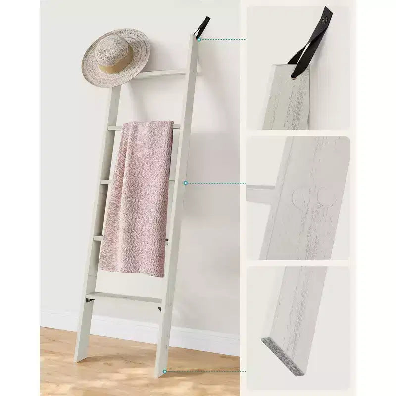 Échelle à couvertures décorative de style rustique pour le salon, étagère à 5 niveaux, porte-serviettes pour le rangement et la décoration