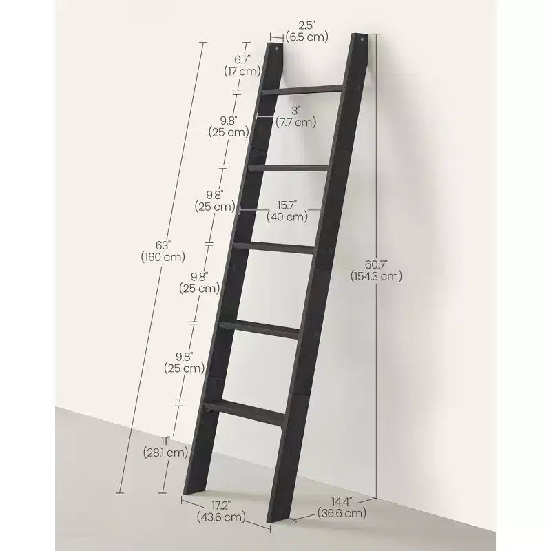 Échelle à couvertures décorative de style rustique pour le salon, étagère à 5 niveaux, porte-serviettes pour le rangement et la décoration