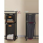 VASAGLE Trieur à Linge, Panier à Linge avec Roues, 150 L, Chariot à Linge Portable, Noir Encre