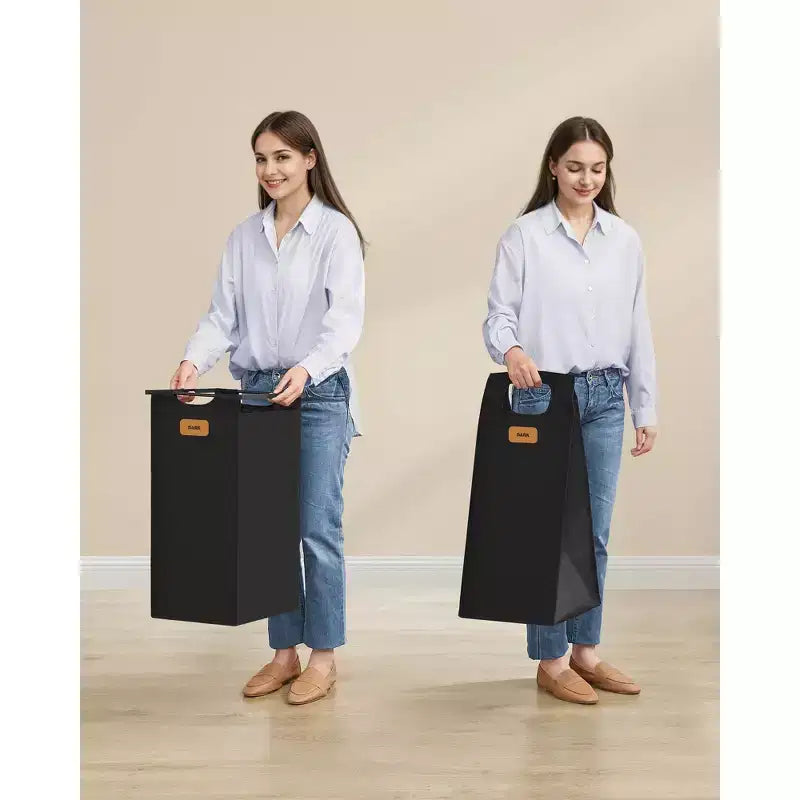 VASAGLE Trieur à Linge, Panier à Linge avec Roues, 150 L, Chariot à Linge Portable, Noir Encre