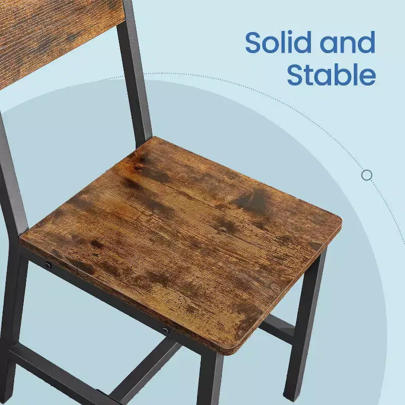 VASAGLE Lot de 2 chaises de salle à manger, chaises rustiques en bois avec cadre en acier, faciles à assembler, assise confortable, chaise moderne de style fermier