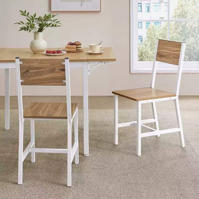 VASAGLE Lot de 2 chaises de salle à manger, chaises rustiques en bois avec cadre en acier, faciles à assembler, assise confortable, chaise moderne de style fermier