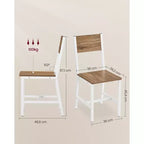 VASAGLE Lot de 2 chaises de salle à manger, chaises rustiques en bois avec cadre en acier, faciles à assembler, assise confortable, chaise moderne de style fermier