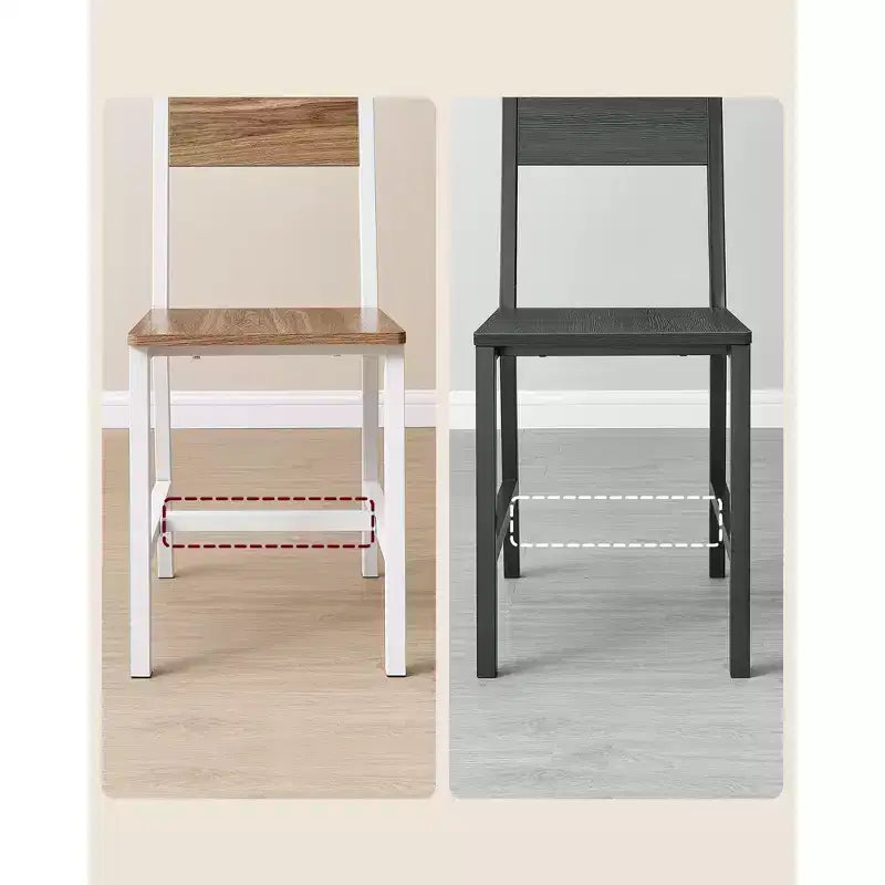 VASAGLE Lot de 2 chaises de salle à manger, chaises rustiques en bois avec cadre en acier, faciles à assembler, assise confortable, chaise moderne de style fermier