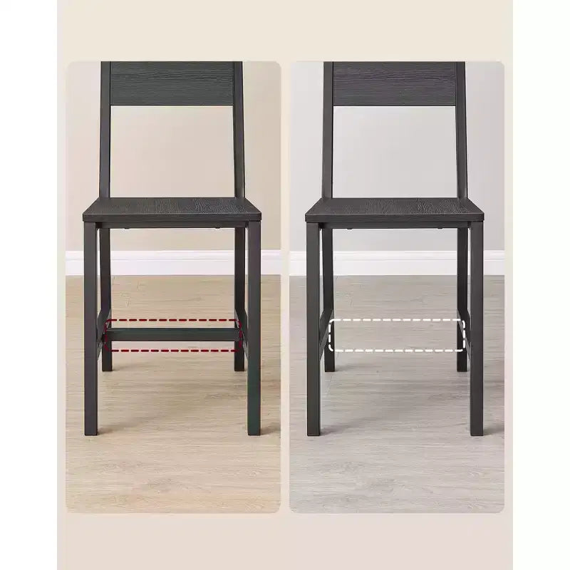 VASAGLE Lot de 2 chaises de salle à manger, chaises rustiques en bois avec cadre en acier, faciles à assembler, assise confortable, chaise moderne de style fermier