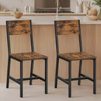 VASAGLE Lot de 2 chaises de salle à manger, chaises rustiques en bois avec cadre en acier, faciles à assembler, assise confortable, chaise moderne de style fermier