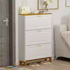 Meuble à chaussures Famapy 35.4W blanc avec compartiments pliables et tiroir