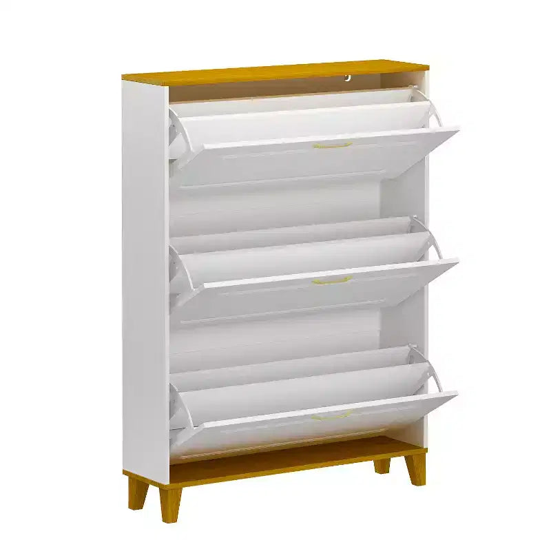 Meuble à chaussures Famapy 35.4W blanc avec compartiments pliables et tiroir