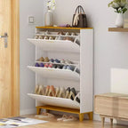 Meuble à chaussures Famapy 35.4W blanc avec compartiments pliables et tiroir