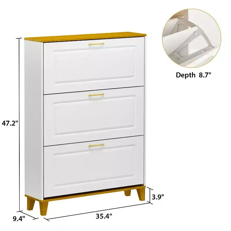 Meuble à chaussures Famapy 35.4W blanc avec compartiments pliables et tiroir