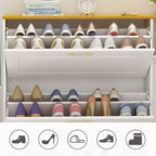 Meuble à chaussures Famapy 35.4W blanc avec compartiments pliables et tiroir