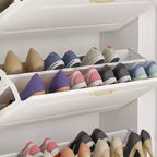 Meuble à chaussures Famapy 35.4W blanc avec compartiments pliables et tiroir